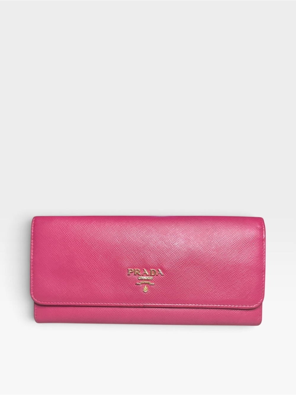 Prada Pink Saffiano Leather Continental Wallet